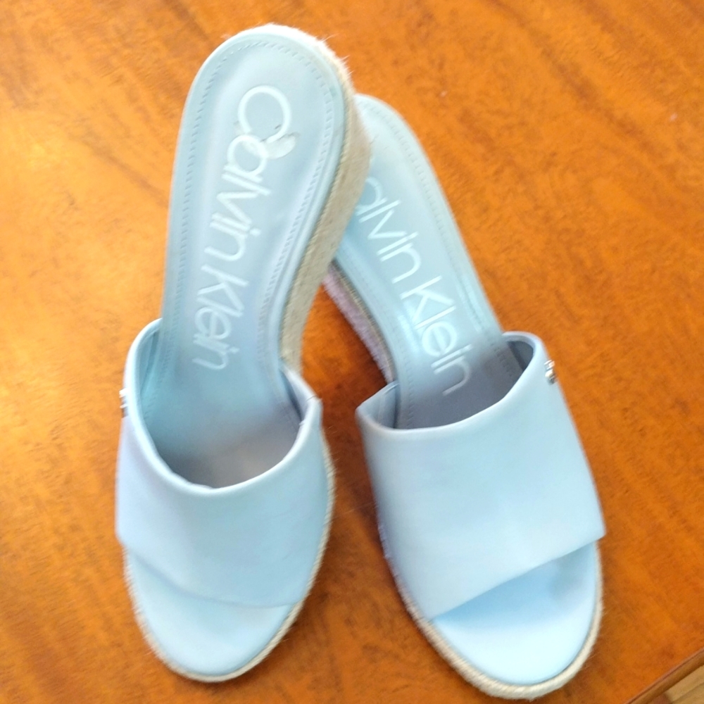 - - Calvin Klein light blue leather upper espadrille slip on NWOT
